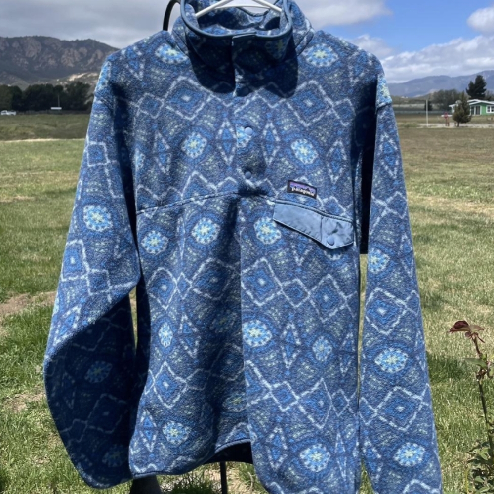 Rare Patagonia Honeycomb Blue Synchilla Fleece Pullover XS - Picture 2 of 9